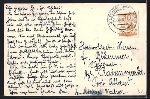 AK Giesshübl /N. Ö., Ortsansicht mit Kirche u. Umgebung