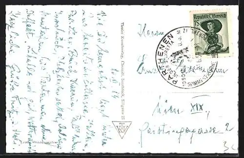 AK St. Christoph a. Arlberg, Ortspanorama mit Gipfelblick