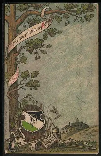 Künstler-AK Kahla /Saale, Ferienvereinigung Kahla u. U., Absolvia 1906, Studentenwappen