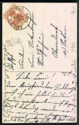 AK Isny, Portrait eines Mädchens mit Blumen