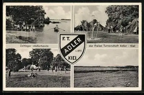 AK Kiel, Zeltlager Adlerhorst der Freien Turnerschaft Adler in vier Ansichten