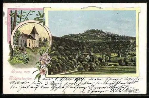 AK Hohenstaufen, Blick auf den Berg und Barbarossa-Kirchlein