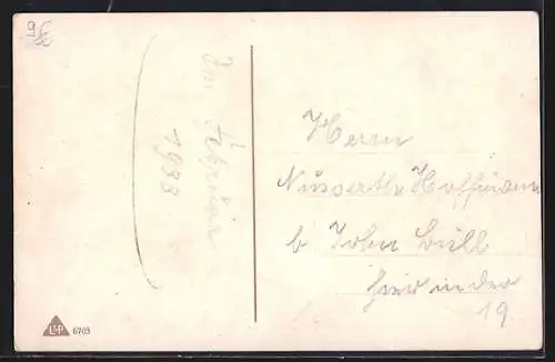 AK Grössenwahn, kleiner Hund mit seinem grossen Freund, Tierfreundschaft