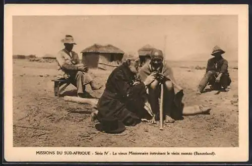 AK Missions du Sud-Afrique, Le vieux Missionaire instruisant le vieux mosuto