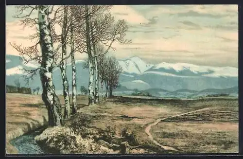 Künstler-AK Friedrich Iwan: Riesengebirge, Partie im Vorland
