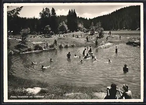 AK Flims, Strandbad am Caumasee mit Badenden u. Liegewiese