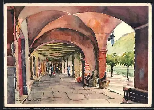 Künstler-AK Morcote, Les Arcades