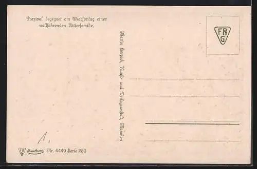 AK Parsival zu Pferd vor einer Gruppe Bürgern