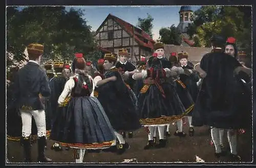 AK Schwälmer Kirmes, Hessische Trachten, Tanz