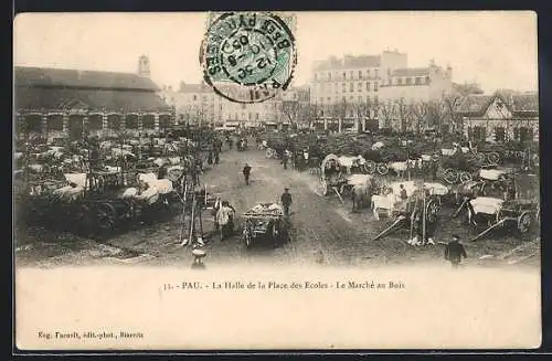 AK Pau, La Halle de la Place des Ecoles, Le Marché au Bois