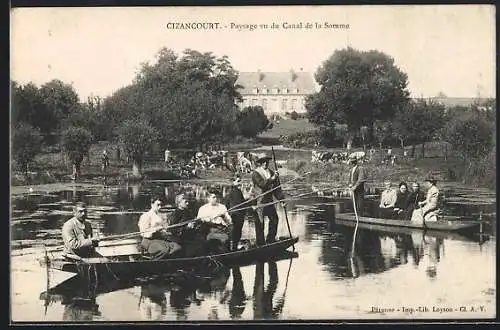 AK Cizancourt, Paysage vu du Canal de la Somme