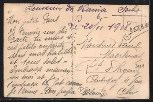 AK Vranje, Zigeunerviertel, Kinder vor der Hütte