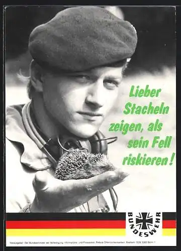 AK Lieber Stacheln zeigen, als sein Fell riskieren!, Bundeswehr, Soldat und Igel