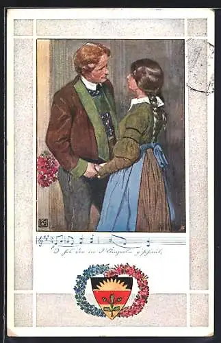 Künstler-AK Karl Friedrich Gsur: Deutscher Schulverein Nr. 374, I hob` dir in d`Aügerln g`schaut