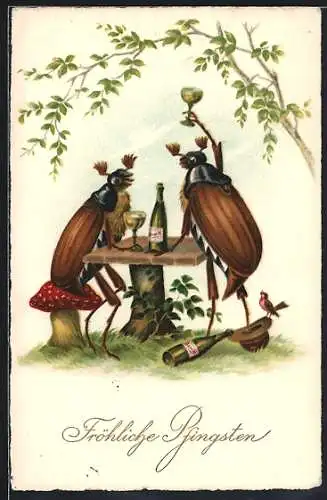 AK Maikäfer trinken Bowle, Fliegenpilz