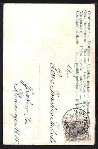 AK Hufeisen aus Vergissmeinnicht und Glücksklee