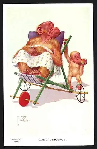 Künstler-AK Lawson Wood: Convalescence, Affe