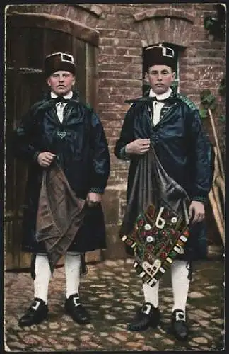 AK zwei Herren in hessischer Volkstracht