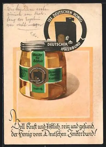 AK Deutscher Imkerbund, Honig, Reklame