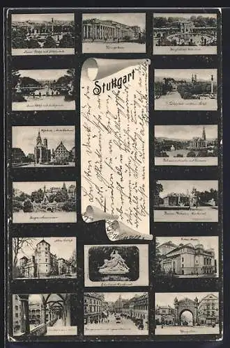AK Stuttgart, Königl. Schloss, Johanniskirche, Altes Schloss