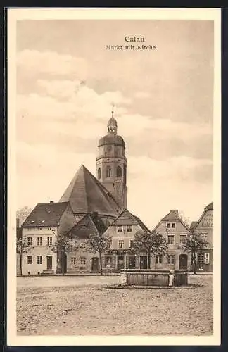 AK Calau, Markt mit Kirche
