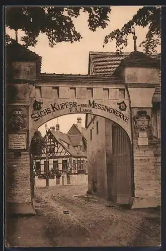 AK Kupferhammer-Grünthal b. Olbernhau, Eingang zum Kupferwerk