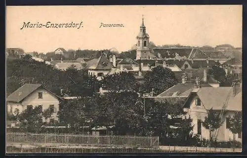 AK Maria-Enzersdorf, Ortspanorama mit Kirche aus der Vogelschau