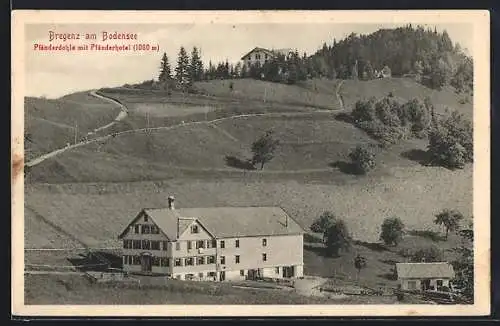 AK Bregenz am Bodensee, Pfänderdohle mit Pfänderhotel