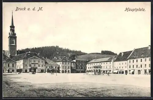 AK Bruck a. d. M., Hauptplatz-Panorama mit Kirche