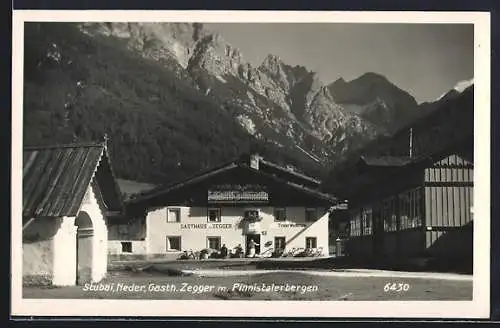 AK Neder /Stubai, Gasthaus Zegger mit Pinnistalerbergen