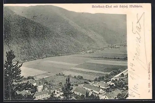 AK Übelbach, Uebelbach-Thal, Teilansicht mit Schloss Waldstein aus der Vogelschau