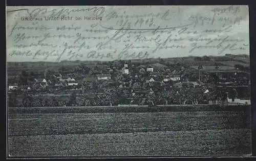AK Unter-Rohr bei Hartberg, Gesamtansicht von einem Acker aus