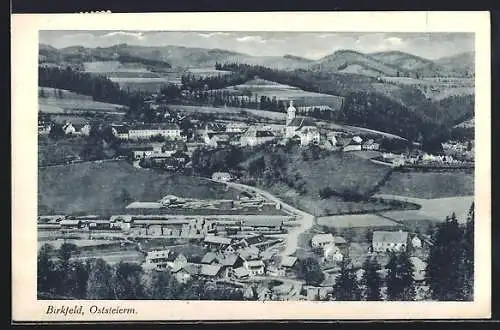 AK Birkfeld /Oststeierm., Gesamtansicht mit Bergpanorama aus der Vogelschau