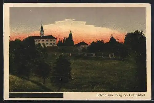 AK Grafendorf, Schloss Kirchberg bei Dämmerung
