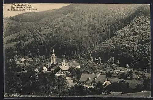 AK Mönichwald bei Vorau, Teilansicht aus der Vogelschau