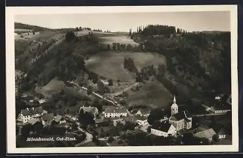 AK Mönichwald /Stmk., Ortsansicht aus der Vogelschau