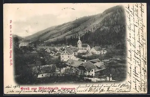 AK Mönichwald, Ansicht des Dorfes