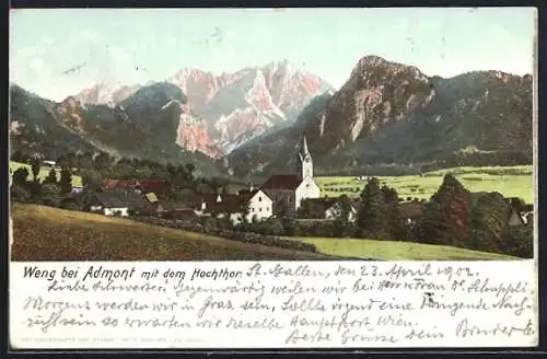 AK Weng, Panorama mit Kirche und dem Hochthor