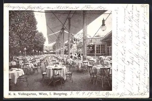 AK Wien, K.k. Volksgarten, Sommerterrasse, Burgring