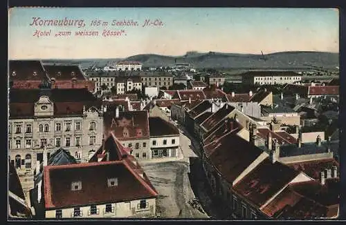 AK Korneuburg /N.-Oe., Totalansicht mit Hotel zum weissen Rössel aus der Vogelschau