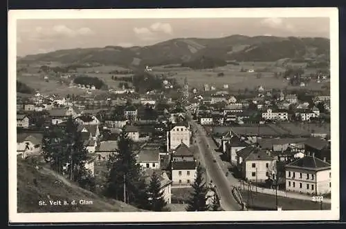 AK St. Veit a. d. Glan, Ortsansicht mit Bergpanorama