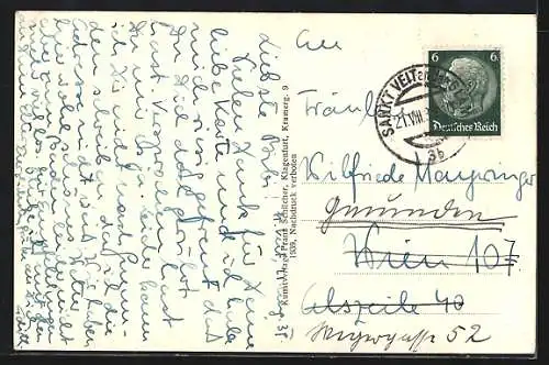 AK St. Veit a. d. Glan, Ortsansicht mit Bergpanorama