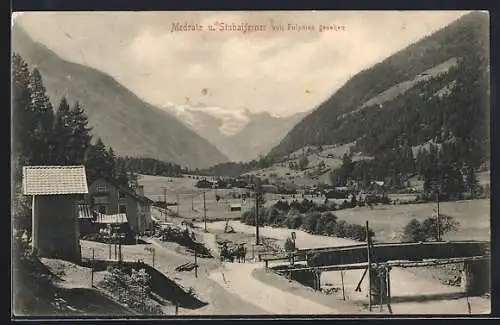 AK Medratz, der Ort und der Stubaiferner von Fulpmes aus gesehen