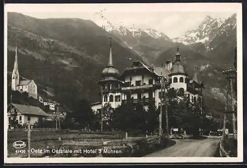 AK Oetz im Oetztale, Hotel 3 Mohren mit Berglandschaft