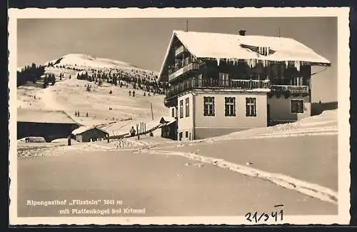 AK Krimml, Alpengasthof Filzstein, Inh. G. u. A. Taxer, mit Plattenkogel
