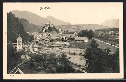 AK Arnoldstein, Ortsansicht mit Berglandschaft