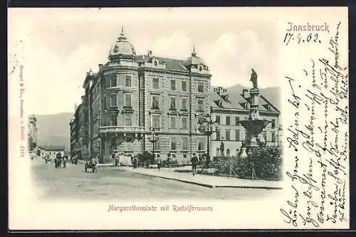 AK Innsbruck, Margarethenplatz mit Rudolfsbrunnen