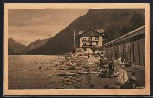 AK Plansee, Hotel Forelle, Badeleben am See