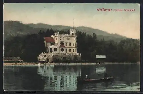 AK Maria Wörth, Wörthersee mit Schloss Grünwald