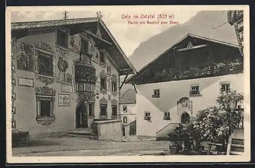 AK Oetz im Oetztal, Gasthof zum Stern, Ortspartie